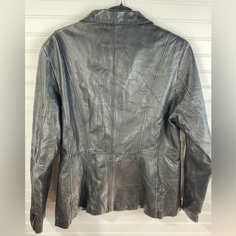 Wilsons Leather Pelle Studio Black 90s Leather Blazer Jacket Large Women’s GUC - Picture 8 of 16